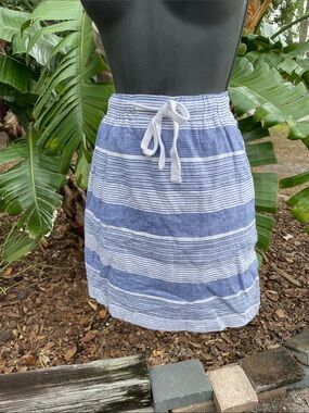 Gap blue and white striped tie waist miniskirt